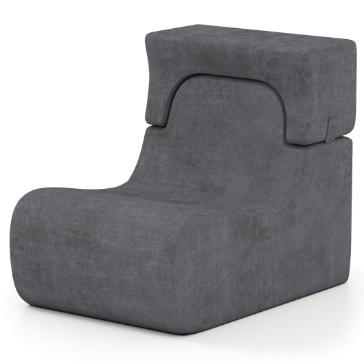 Costway Floor Chair Lazy Sofa with Detachable Headrest-Gray