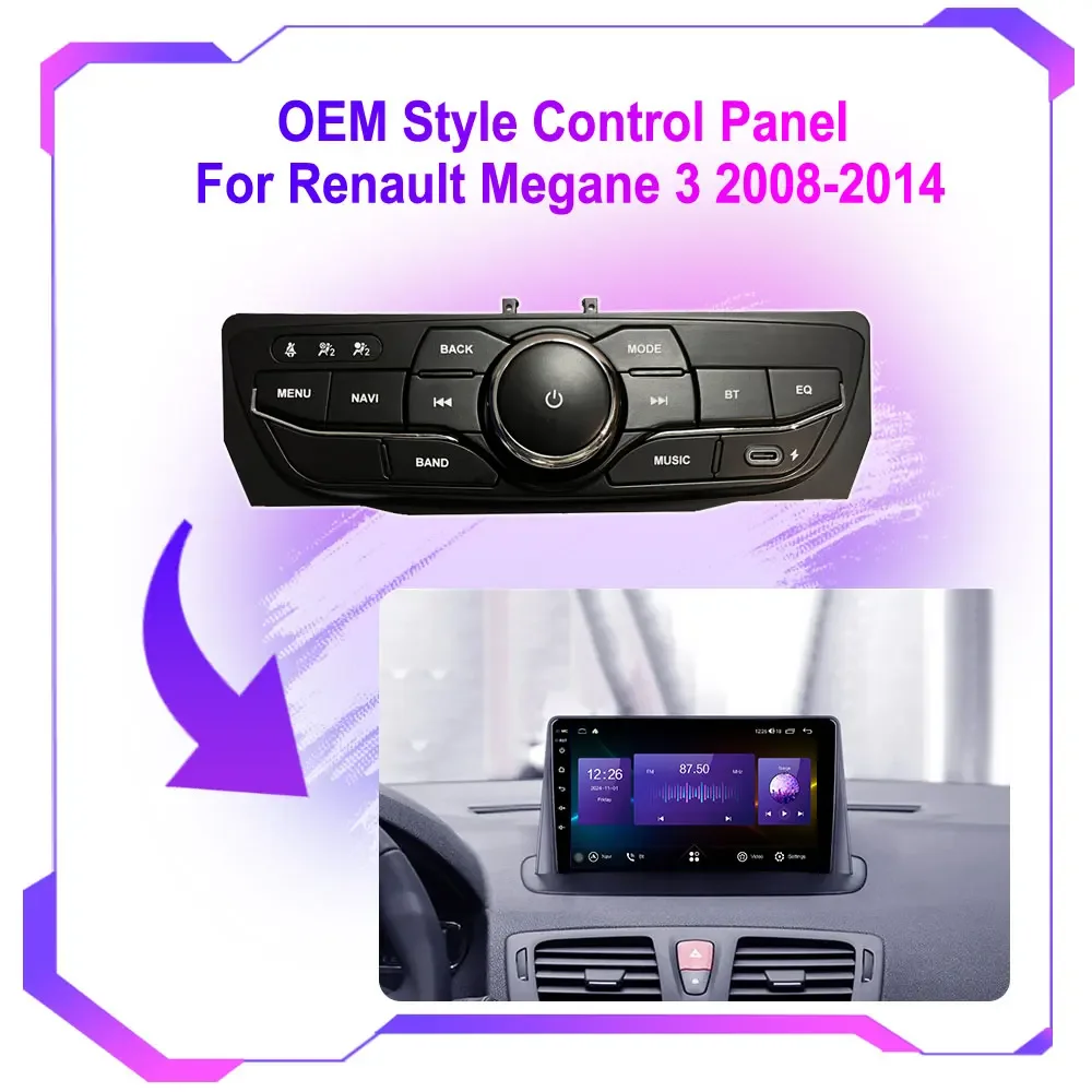 OEM-Stil Bedienfeld für Renault Megane 3 2008–2014, für Renault Fluence 2013–2016, Auto-Zubehörsteuerung, Android-Bildschirm Image