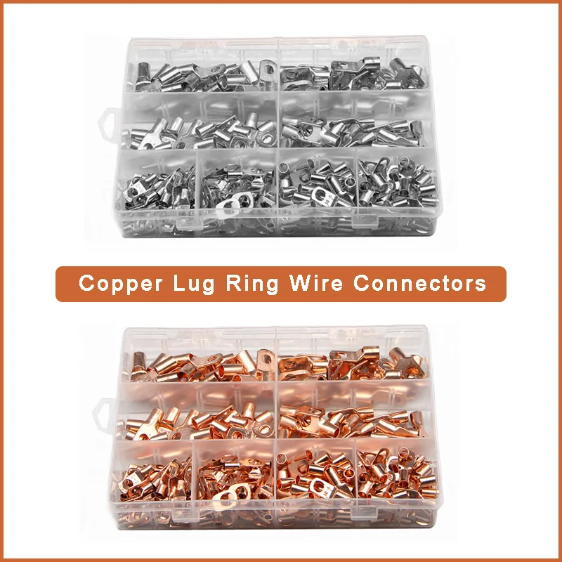 240PCS Connettori per cavi ad anello con capocorda in rame Cavo nudo Terminale a crimpare elettrico SC6-25 Terminali a crimpare Connettore a crimpare per cavi