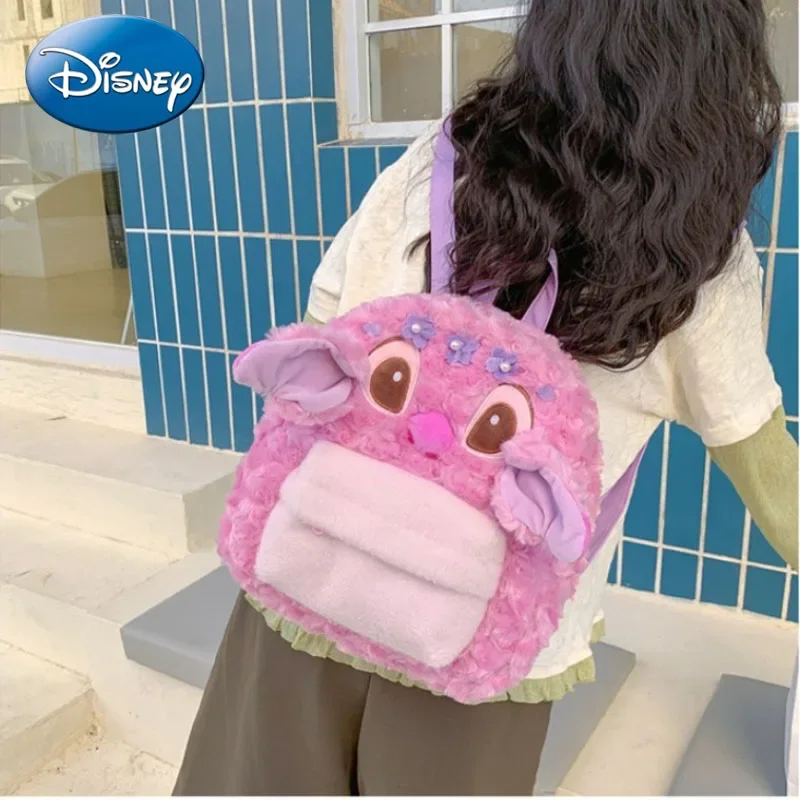 Disney 2025, neuer süßer rosa Kirschblüten-Stelzen-Rucksack, personalisierbar, pelzig, auf der Straße, Aufbewahrungs-Studentenrucksack