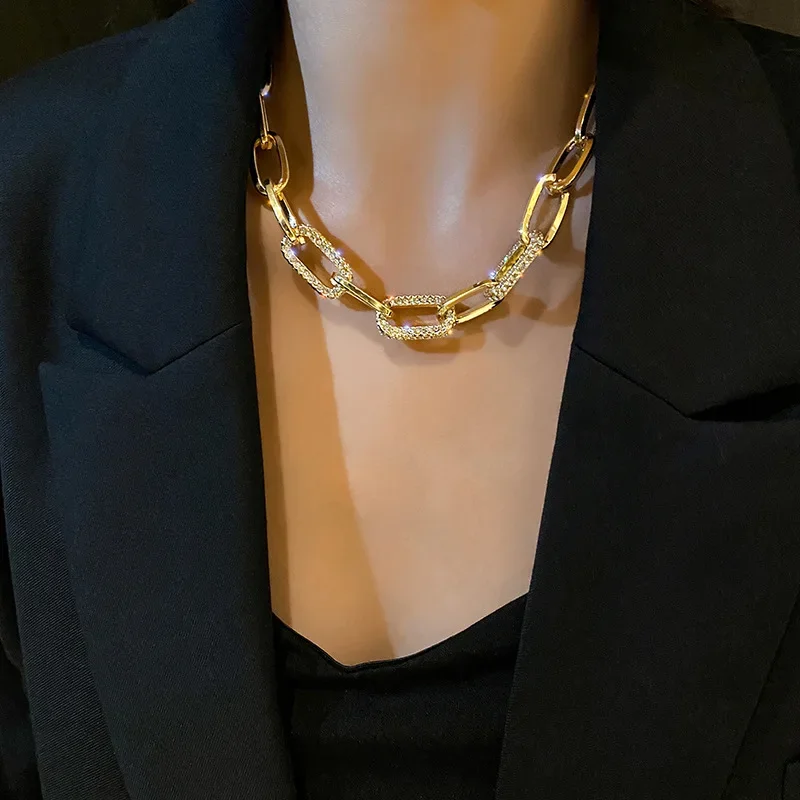 Luxuriöser dicker Kettenhalsband, geometrische Statement-Halskette für Frauen, Bold Link-Design für Schichtung, modische Geschenkidee im Retro-Y2K-Stil Image