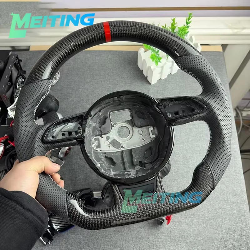 Volant personnalisé pour Audi A3 A4 A5 Q3 Q5 Q7 volant perforé volant à fond plat en Fiber de carbone auto pa