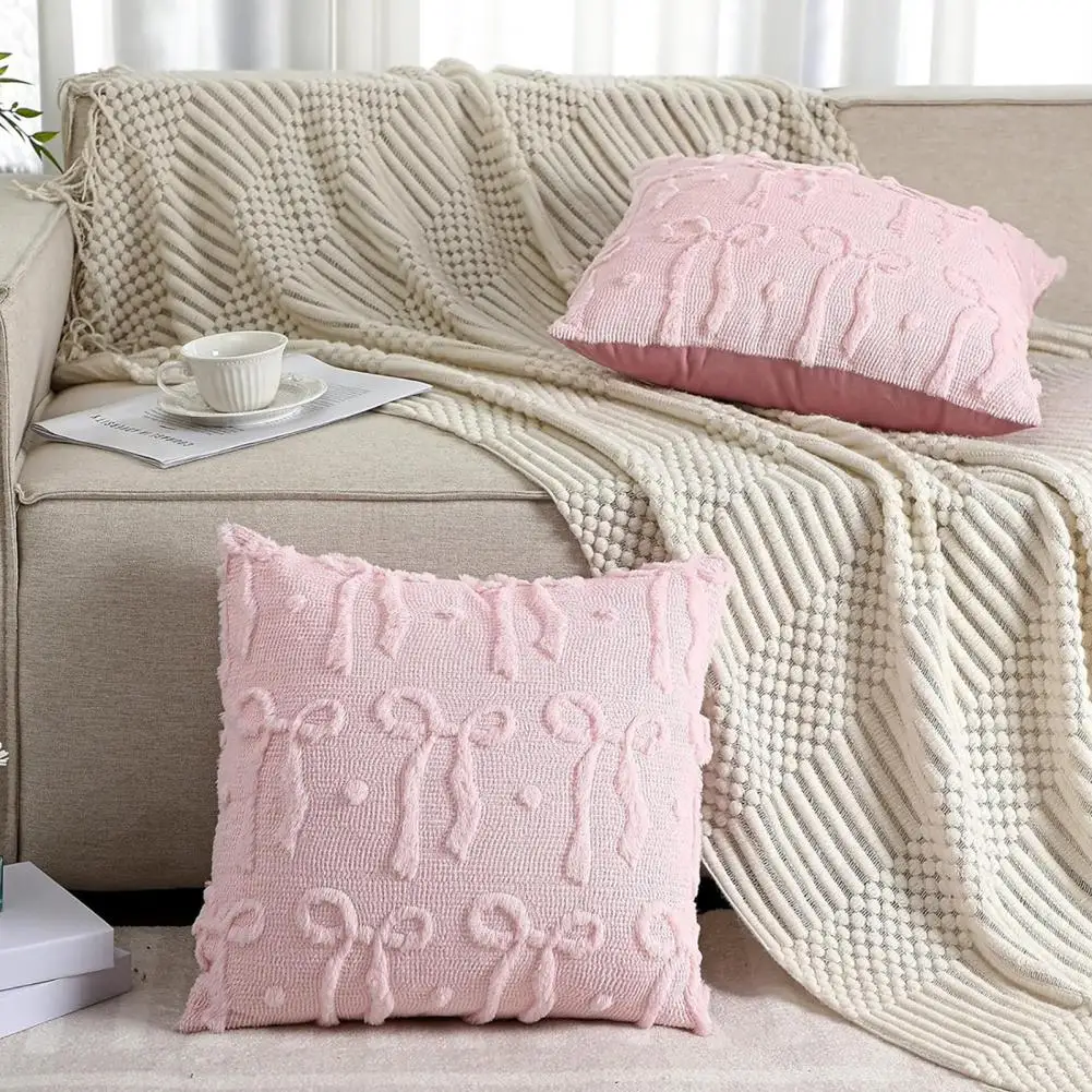 18 x 18 Zoll dekorativer Kissenbezug, Weihnachts-Plüsch-Kissenbezug, Winter-Kissenbezug für Sofa, Couch, Weihnachten, Heimdekoration Image