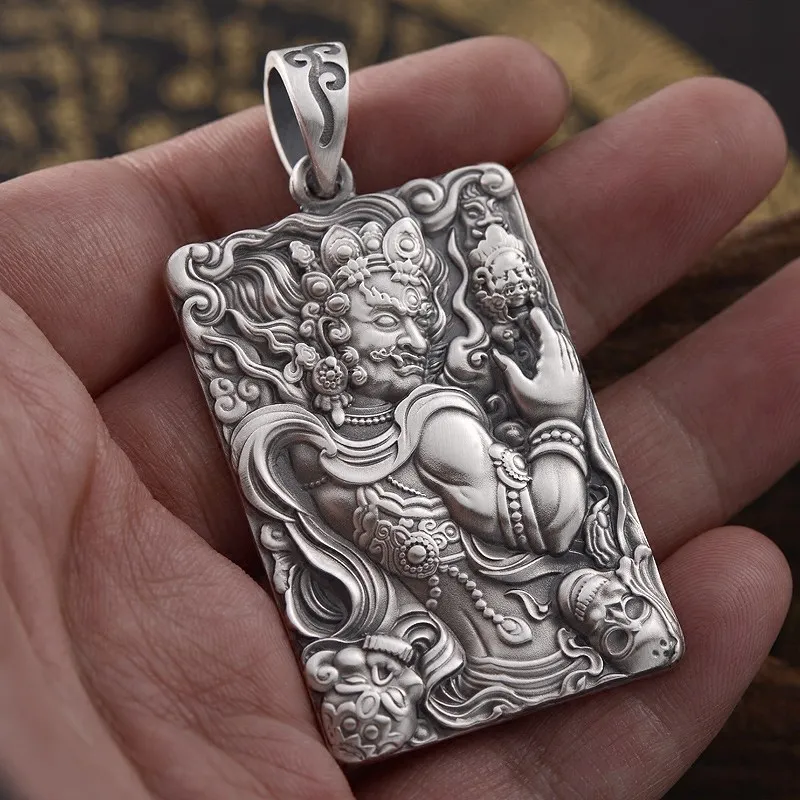 Persönlichkeit Acalanatha Buddha Anhänger Männer Schmuck Retro 925 Silber Kette Halskette Männliche Amult Hals Zubehör Für Freund Geschenk