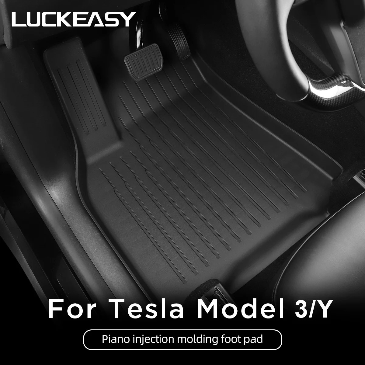 LUCKEASY Per Tesla Modello 3 Modello Y TPE Impermeabile resistente all'usura Rilievo del piede Accessori per la modifica dell'auto Tappetino per bagagliaio anteriore e posteriore