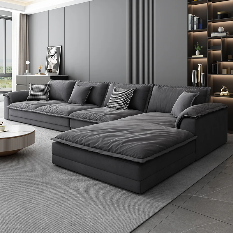 Luxuriöse europäische Wohnzimmersofas, übergroße L-förmige, minimalistische Designer-Sofas, moderne, flauschige Divano Letto Matrimoniale-Möbel Image