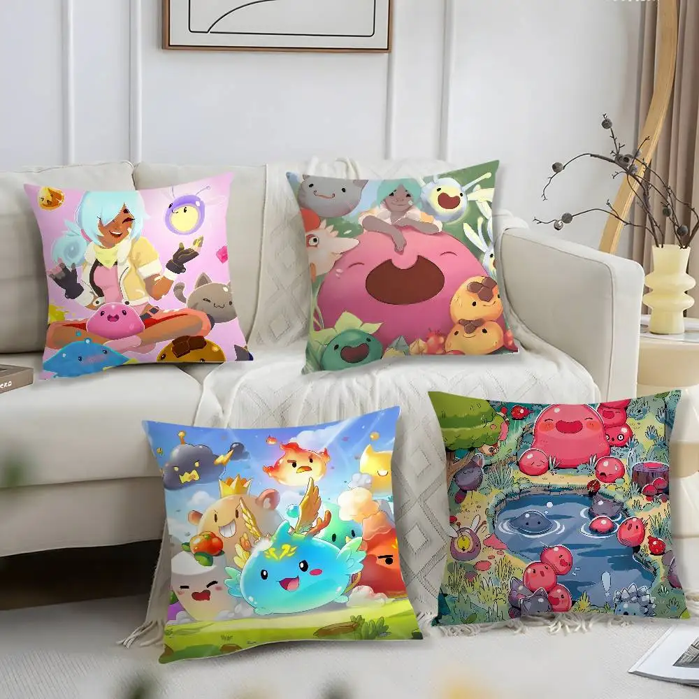 S-Slime R-Ranchers Game Kissenbezug, kurzer Plüschdruck, Kissenbezug, quadratisch, Dekokissenbezüge, Sofa, Heimdekoration Image