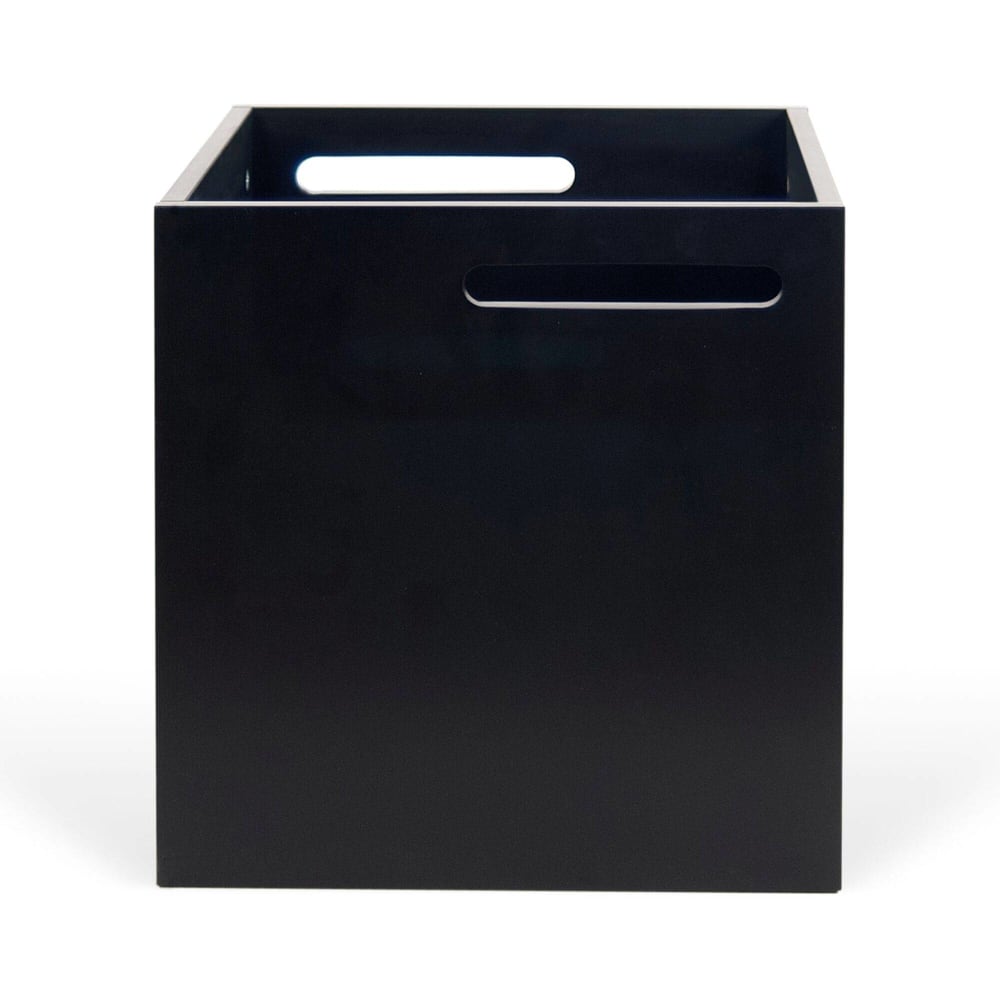 Cube de rangement effet bois H 34 noir