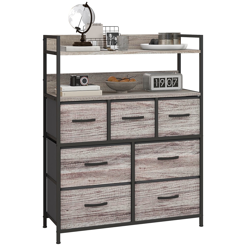 Commode chambre 7 tiroirs en acier gris