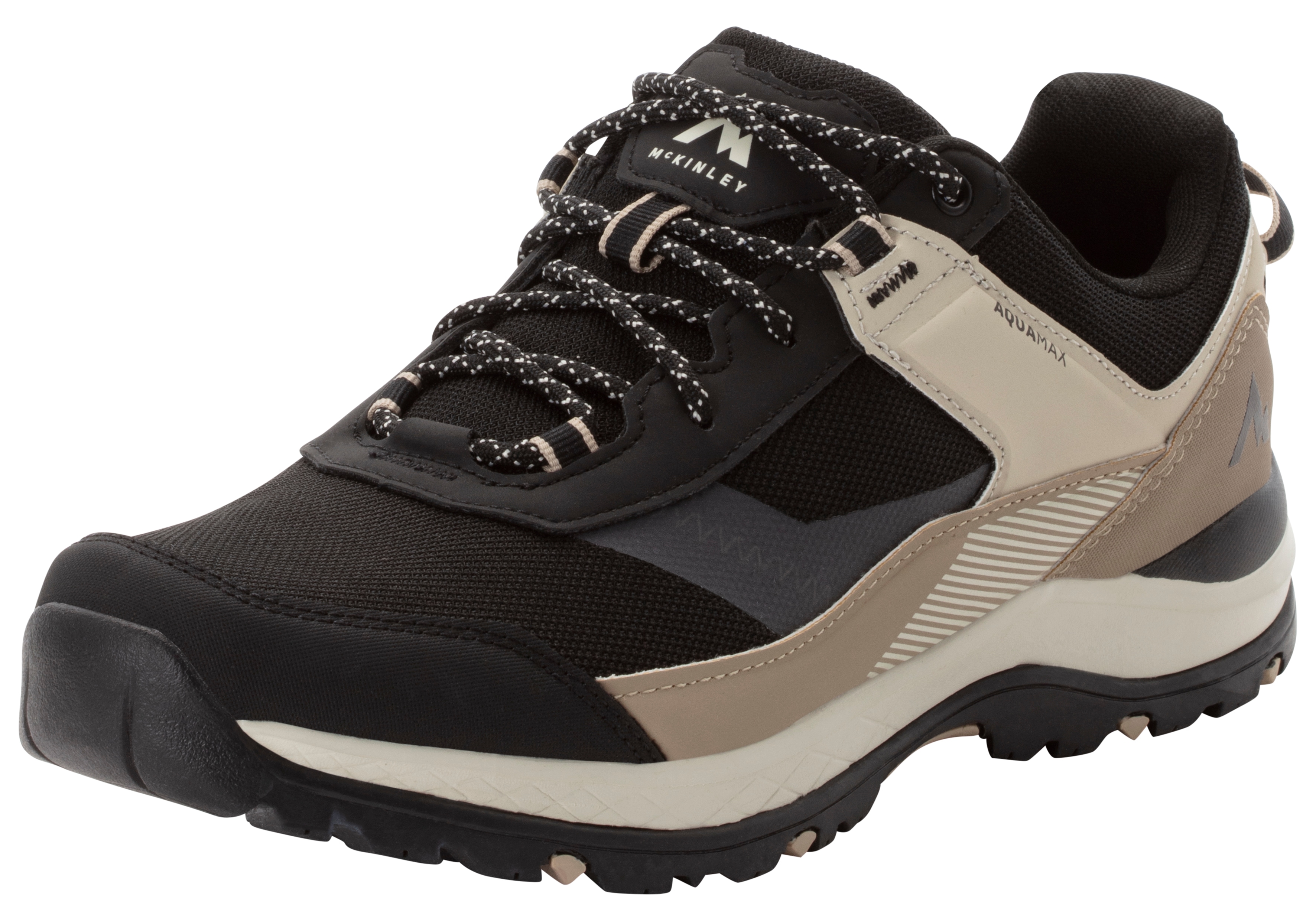 Wanderschuh MCKINLEY "Kona VI AQX M", Herren, Gr. 47, schwarz (schwarz night, braun li), Synthetik, Schuhe Wanderschuh, wasserdicht