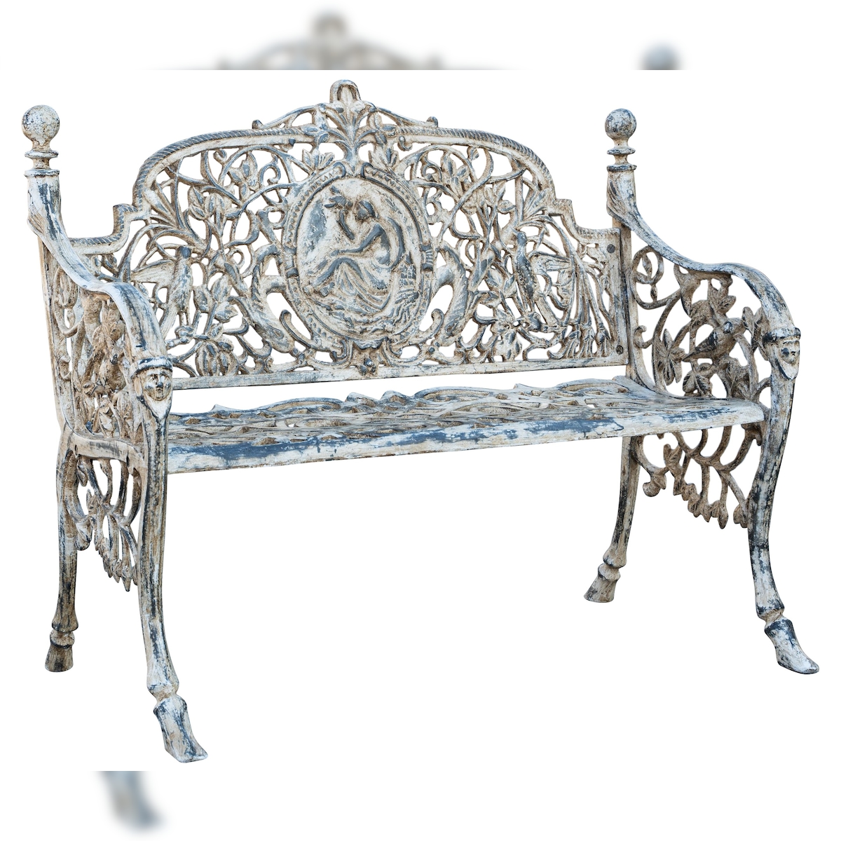 BISCOTTINI INTERNATIONAL ART TRADING Biscottini Gartenbank Balkon - Außenbank 105x62x90 cm - Gartensofa für den Außenbereich - Bank aus Gusseisen - Gartensofa Image