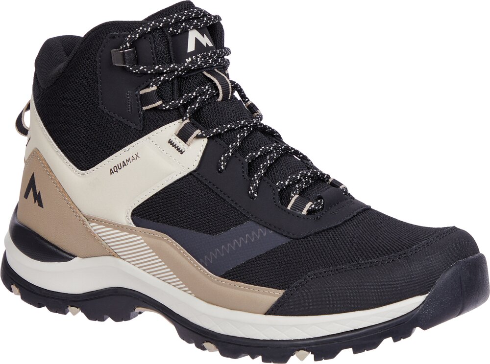 Wanderschuh MCKINLEY "Kona VI MID AQX M", Damen, Gr. 47, schwarz (schwarz night, braun li), Synthetik, Schuhe Wanderschuh, wasserdicht