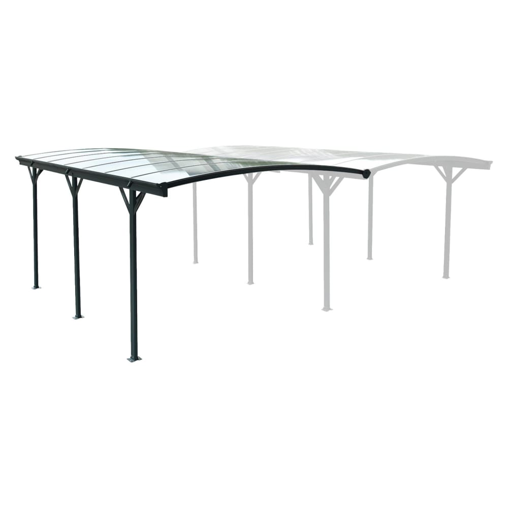 Estensione di tettoia per auto in alluminio e policarbonato, 15m²,