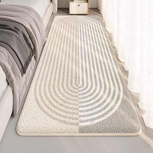 Läuferteppich, minimalistisches Linienmuster, Schlafzimmerteppich, Bettvorleger, lange Balkon- oder Fensterbankmatte, japanischer Stil, weicher, strapazierfähiger und vielseitiger Teppich für die Image