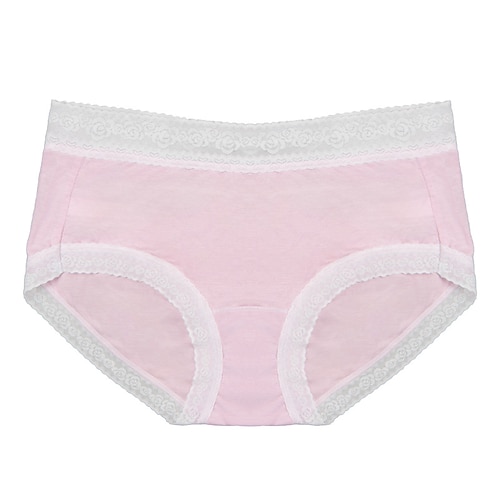 Damen Slips Basic Slips Spitze Elastischer BundNightwearBaumwolle Einfarbig Mode Niedlich Schwarz Rosa Beige Frühling Sommer Herbst Winter Image