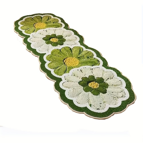 Läuferteppich mit unregelmäßigem Blumenmuster, weiche Plüsch-Badematte, saugfähiger, zotteliger Kunstwollteppich, Schlafzimmerteppich, Bettvorleger, niedlicher, gemütlicher Heimteppich Image