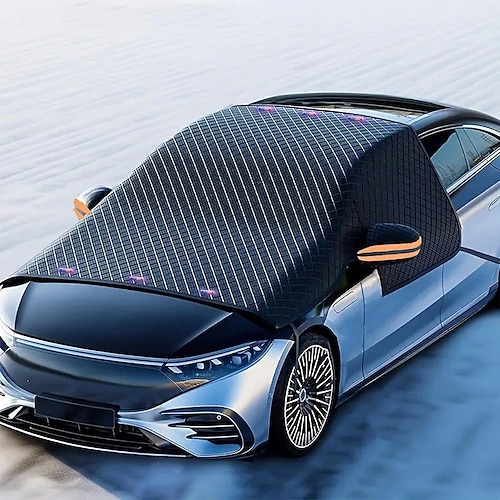 Große Auto-Windschutzscheibenabdeckung gegen Eis und Schnee – Auto-Windschutzscheiben-Schneeschutz mit Seitenfenster Rückspiegelschutz, magnetische Winter-Schneeschutzhülle für Autos, universell