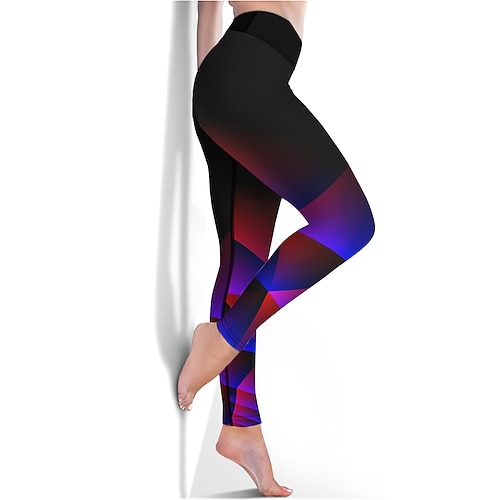 Damen Yogahose Po-Lifting Bauchkontrolle Hohe Taille Fitnesstraining Laufen Fitness Kurze Leggings Geometrie Schwarz Herbst Sport Sportkleidung Hohe Elastizität Image