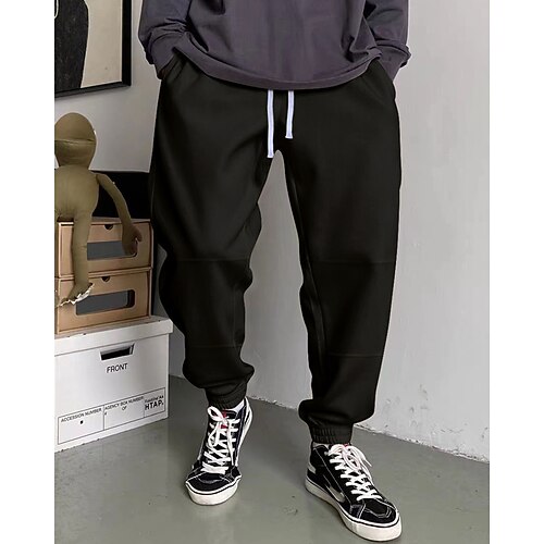 Herren Jogginghose Hose Kordelzug Tasche Elastischer Bund Einfach Komfort Sport im Freien Täglich Mode Lässig Schwarz Dunkelgray Mikroelastisch Image