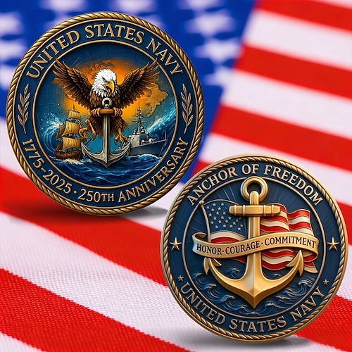 US-Marine 250. Jubiläum Gedenkmünze – 1775–2025 Sammlermünzen langlebige Metall Darstellungsmünzen für Sammler Geschenkidee patriotisches Militärthema Semiquincentennial Image
