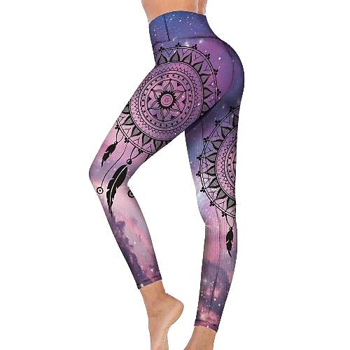 Damen Yogahose Po-Lifting Bauchkontrolle Hohe Taille Fitnesstraining Laufen Fitness Strumpfhosen Leggings Grafik Schwarz Leicht Rosa Rosa Herbst Winter Sport Sportkleidung Hohe Elastizität Image