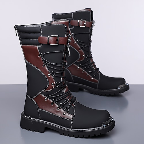 Schwarze und braune Herren-Winterstiefel – gefüttert und robust, perfekt für kaltes Wetter, Winterwanderungen und Outdoor-Abenteuer Image