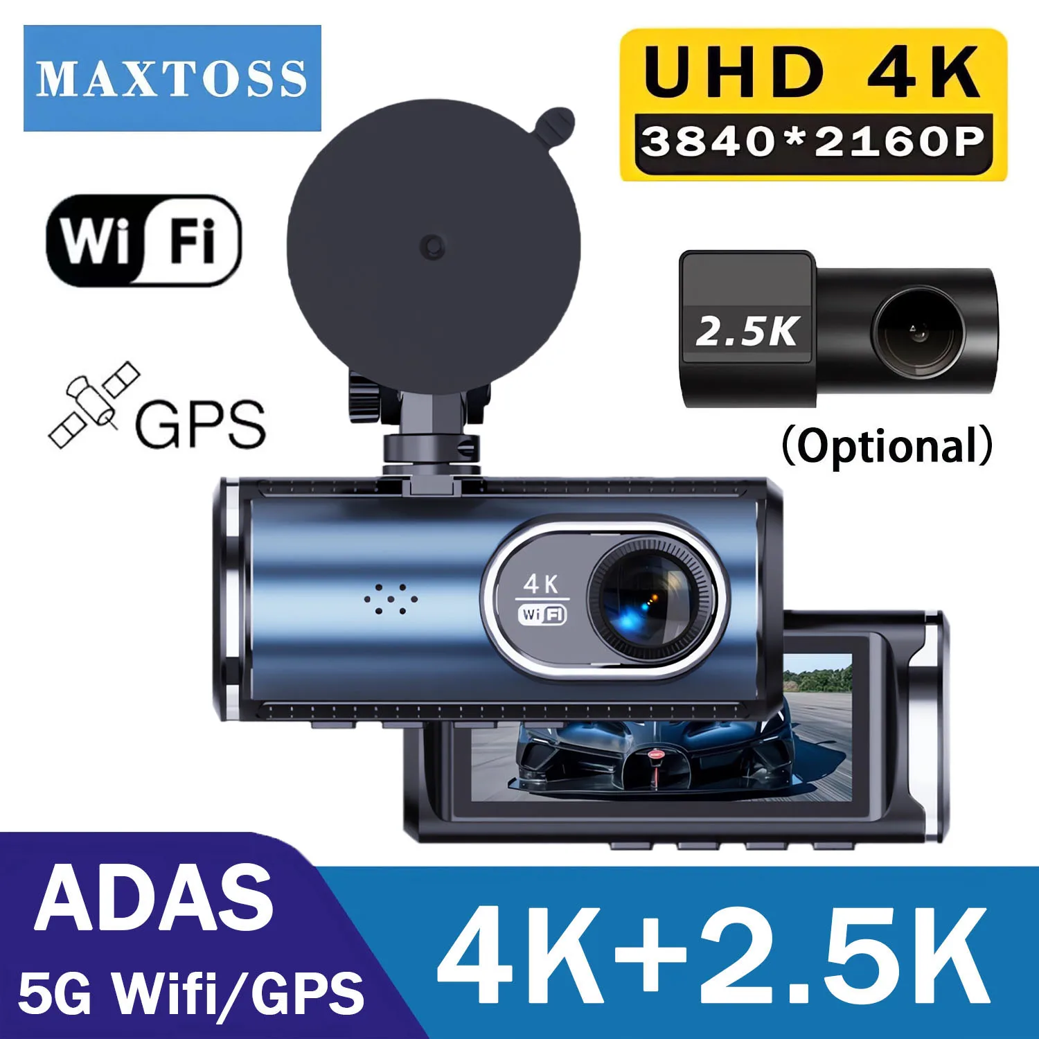 UHD 4K 3840*2160P Dash Cam WiFi GPS Vorne 4K Hinten 2,5K DVR Video Recorder 24H Nachtsicht Dash Cam Auto Kamera Für Auto Black Box