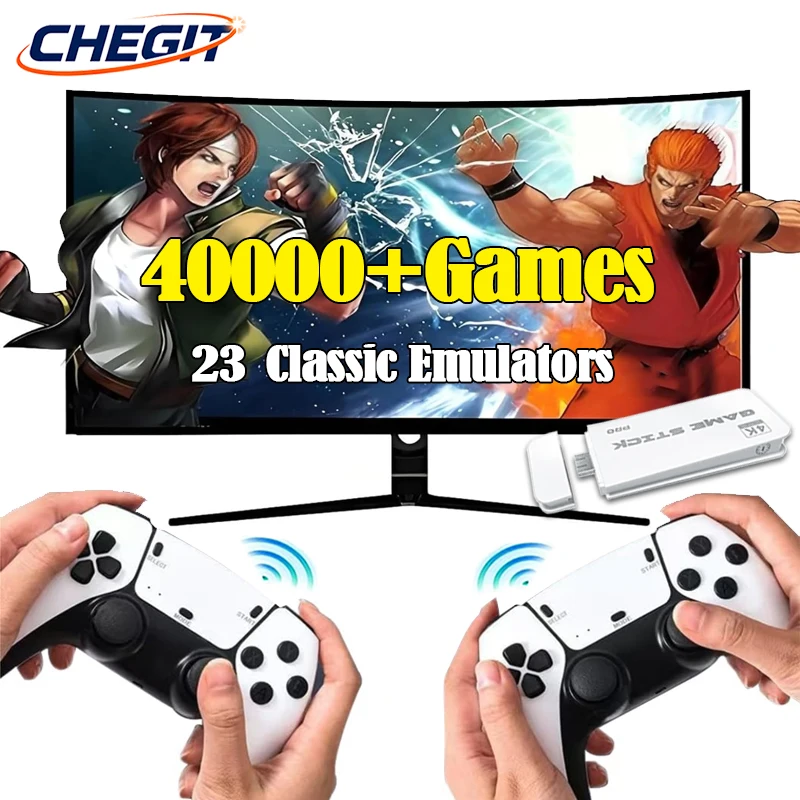 CHEGIT 4K M15 intégré plus de 40000 jeux Console de jeu vidéo rétro 23 + simulateurs Console de jeu portable contrôleur de manette de jeu sans fil