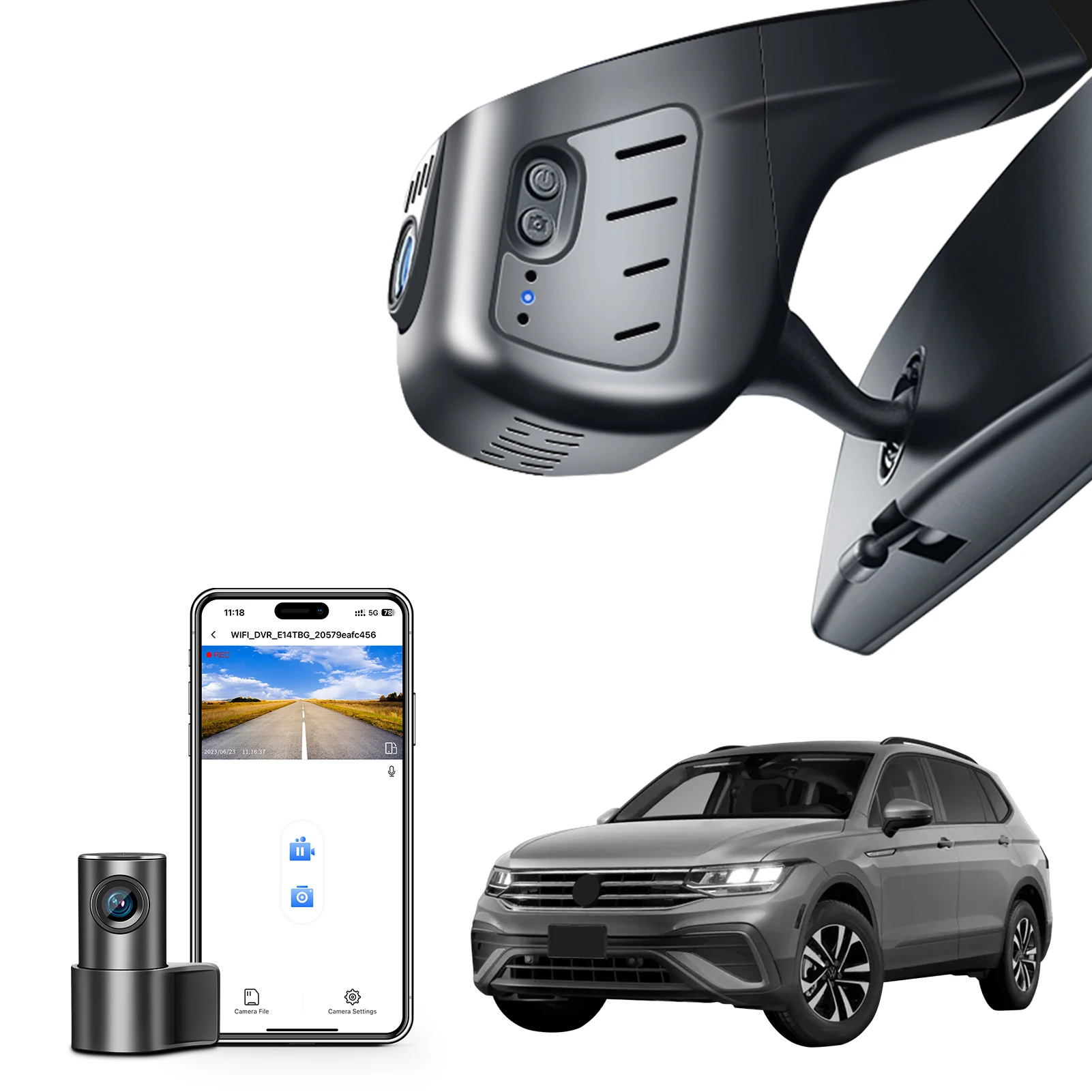 Mangoal 4K Dash Cam Für Volkswagen Tiguan Gen2 AD/BW 2018-2024 Auto Recorder GPS WiFi App 24H Parkplatz Modus Dash Auto Kamera