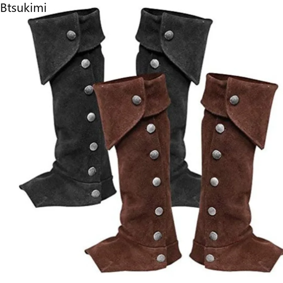 Neue mittelalterliche Beinschienen Stiefel Schuhe Abdeckung Renaissance Beinschutz Rüstung Larp Wikinger Krieger Ritter Cosplay Kostüm Requisite für Männer Frauen Image