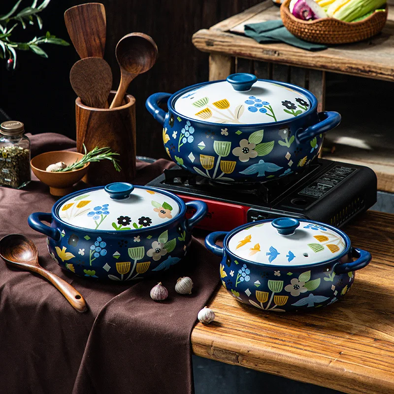 Casserole en céramique coréenne créative en forme de tambour, marmite à ragoût, casserole en spodumène, poêle de cuisine, ustensiles de cuisine pour la maison, outils de cuisine, Pot en argile