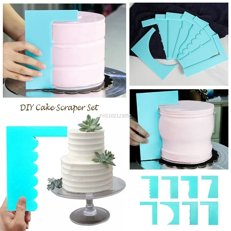 1 Stücke Kuchen Schaber Dekorieren Kamm Gebäck Icing Glätter 8 Stile Design Texturen Fondant Mode Spatel Backen Kuchen Werkzeuge Image