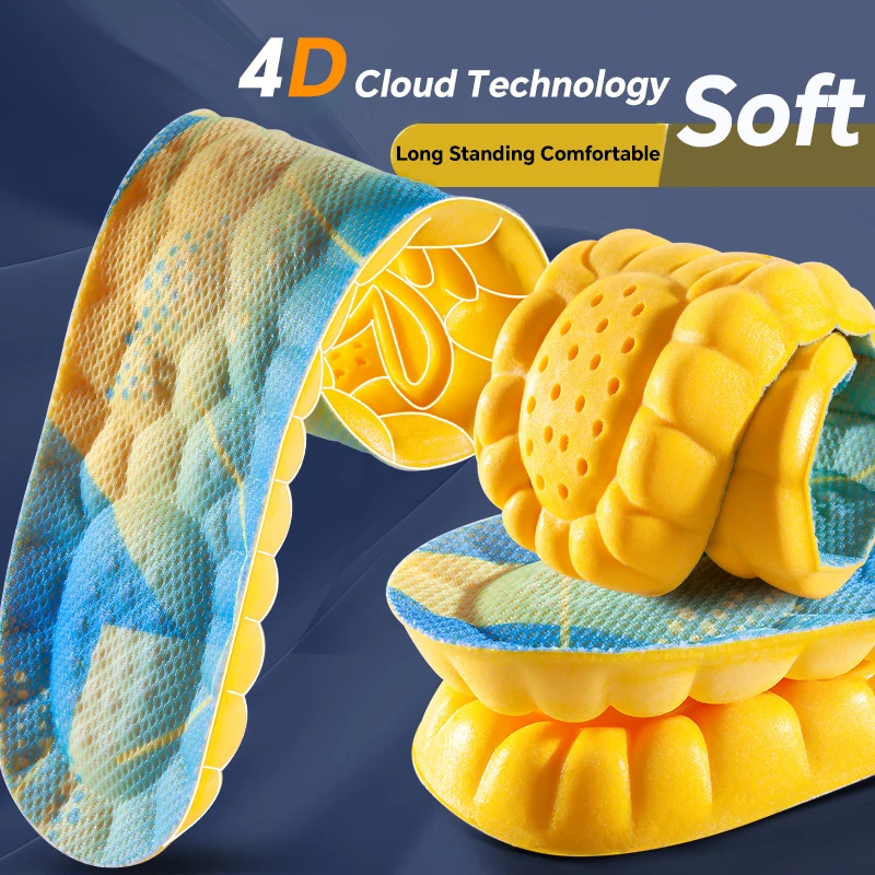 4D-Latex-Sport-Einlegesohlen, superweiche Schuhpolster mit hoher Elastizität, Deodorant-Kissen, Laufeinlagen, Fuß-Einlegesohle Image