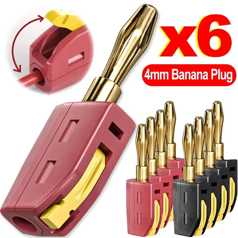 Tragbarer 32A 4mm Bananenstecker Lötfreier Schnellanschluss Hochstrom Vergoldete Bananenstecker Audio Kupfer Lautsprecher Verstärker Image
