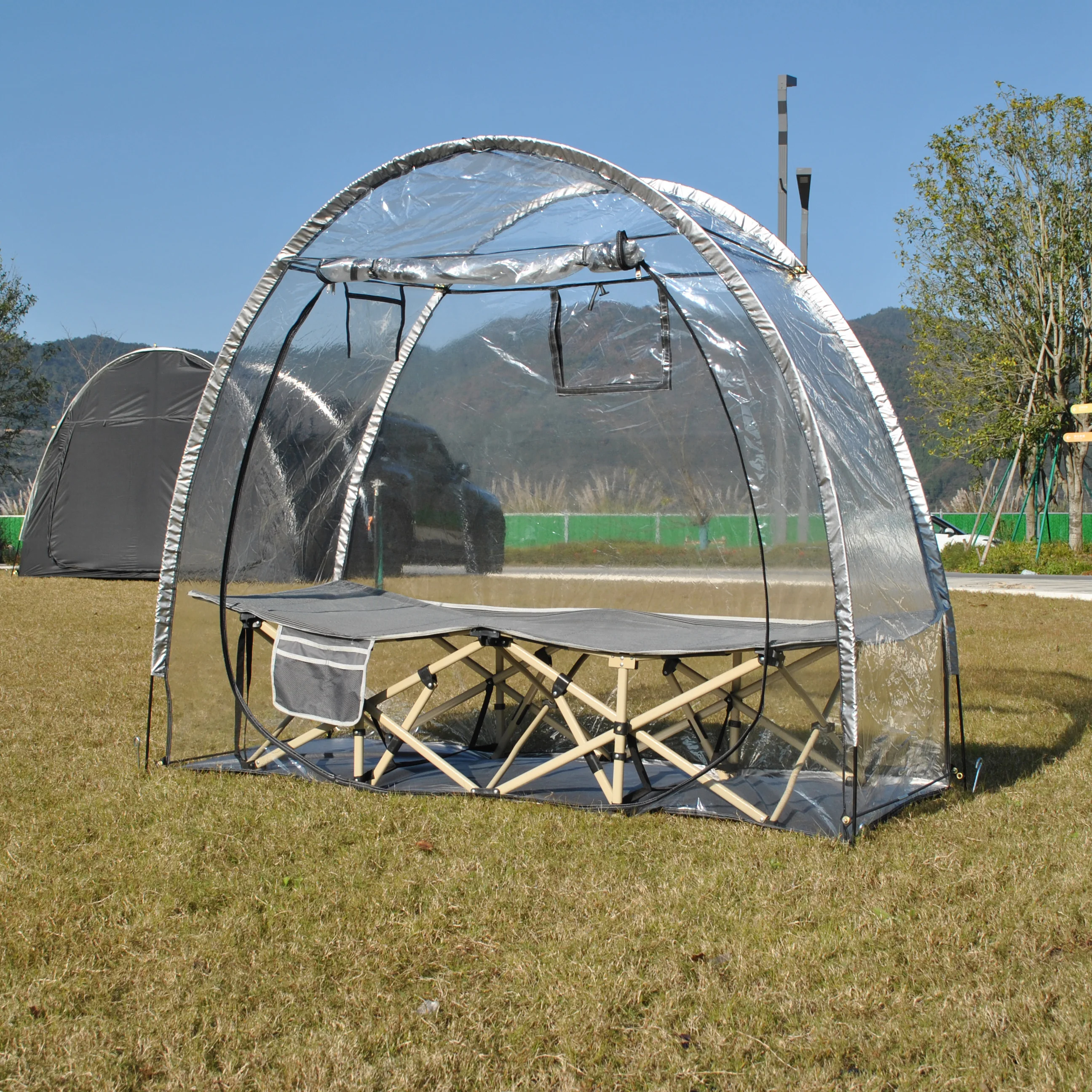 Gewächshaus-PVC-Zelt, Betrachtungs- und Aufbewahrungszelt für Gartenpflanzen, großes Fußballzelt für den Außenbereich, transparentes Zelt, Sport-Pod-Zelt Image