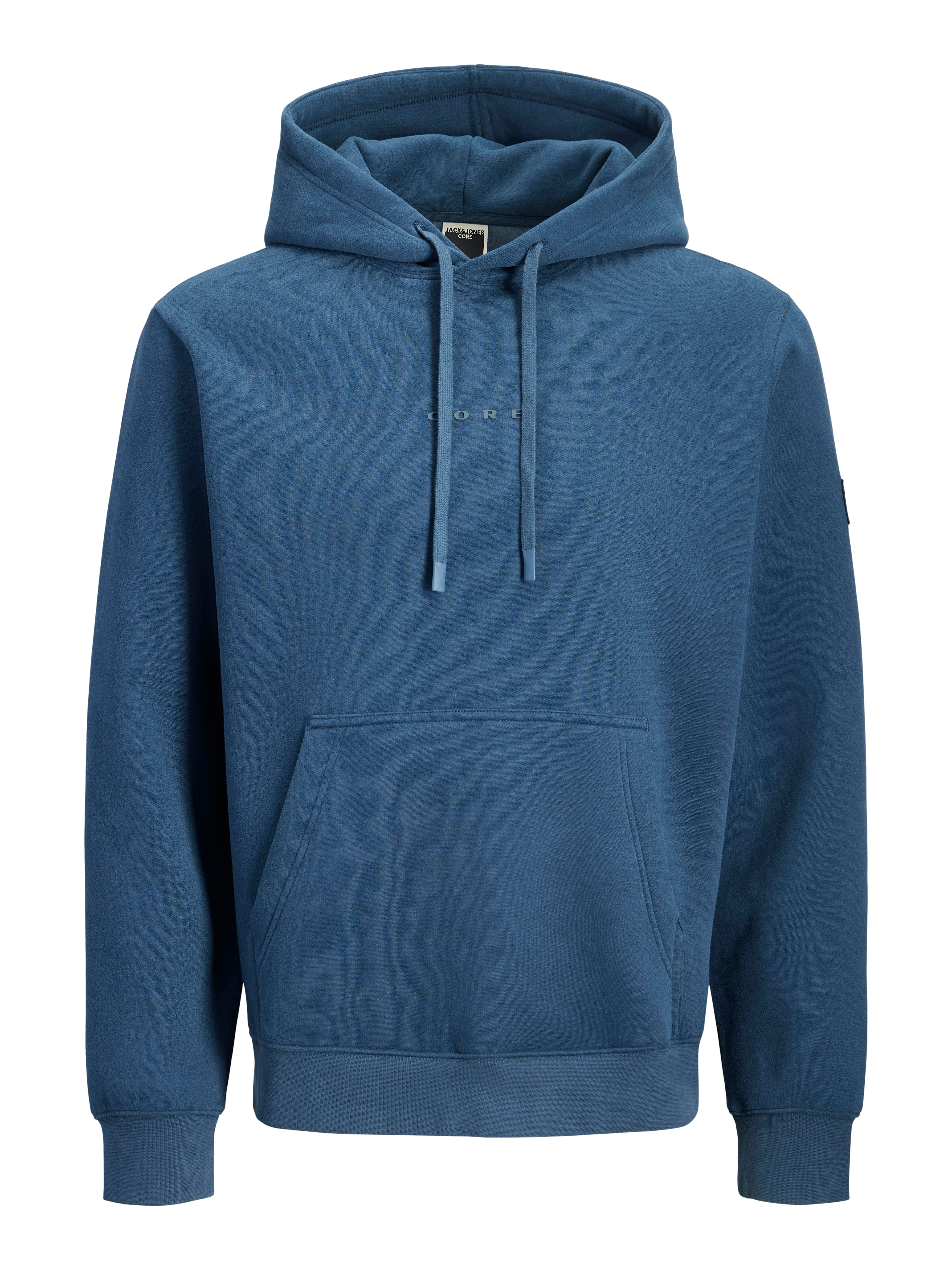 Kapuzensweatshirt JACK & JONES "JCOPOINT SWEAT BADGE HOOD BF", Herren, Gr. M, titan, angeraute Sweatware, Obermaterial: 72% Baumwolle, 28% Polyester, unifarben, relaxed fit, Rippbündchen, Sweatshirts