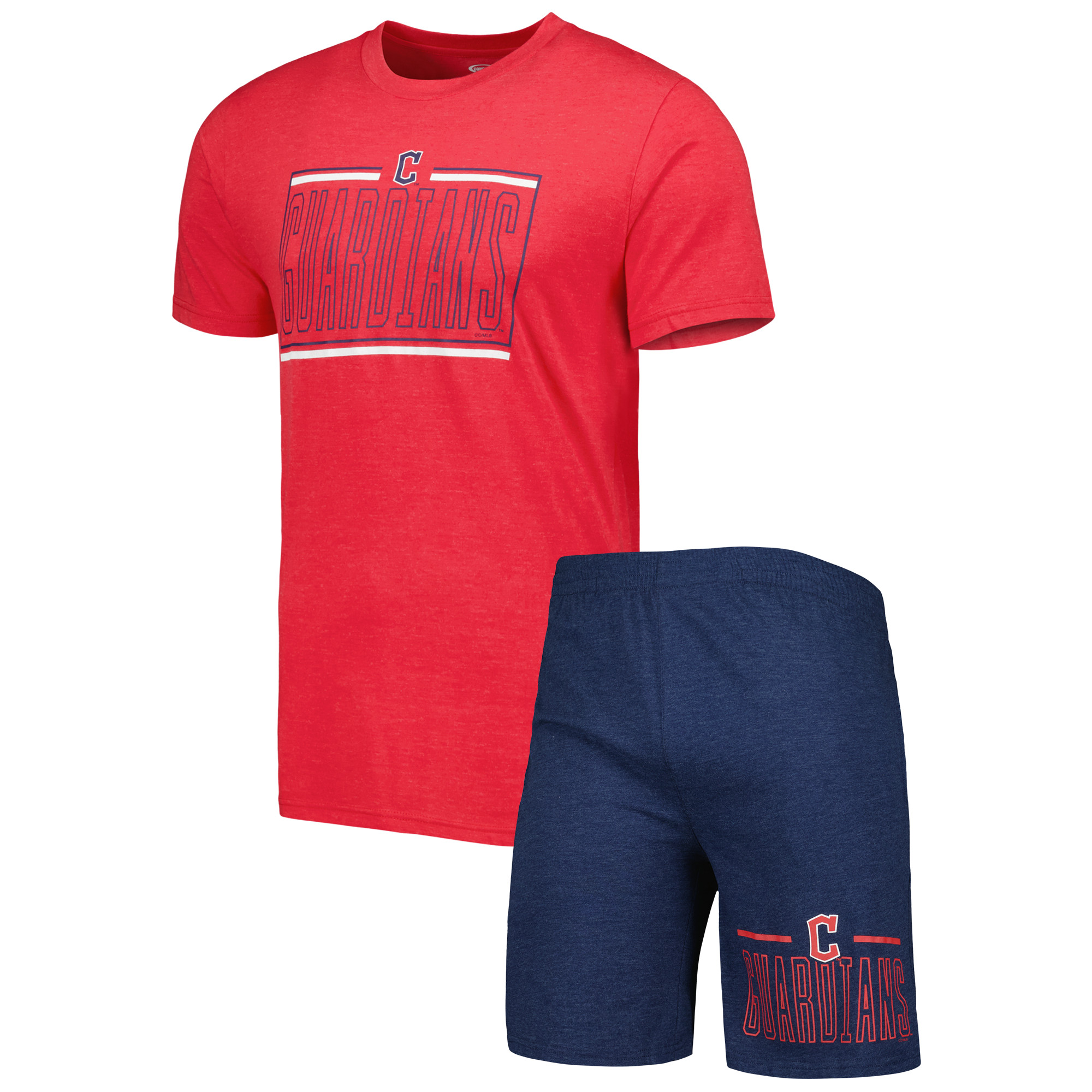 Concepts Sport Herren-Schlafanzugset Cleveland Guardians Meter Top und Shorts in Marineblau/Rot Image