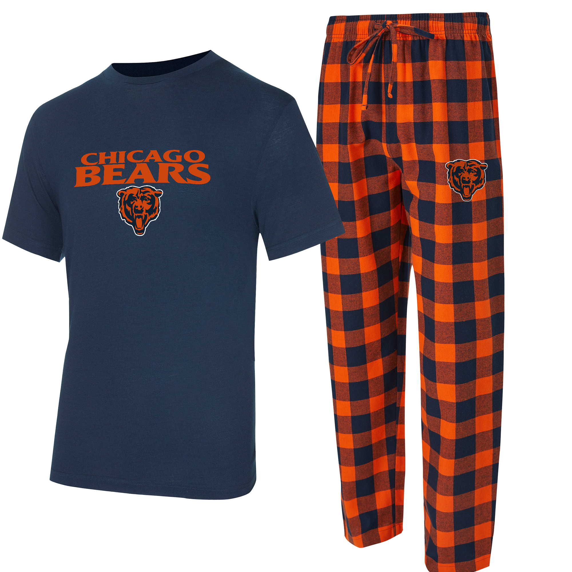 Concepts Sport Herren-Set aus marineblauem/orangem Chicago Bears Avondale T-Shirt und Flanellhose Image