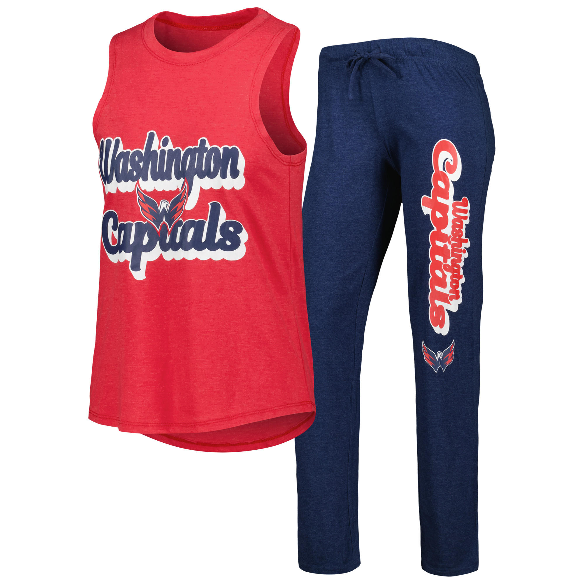 Concepts Sport Damen-Schlafanzug-Set in Heather Red/Heather Navy mit Washington Capitals Meter Muscle Tanktop und Hose Image