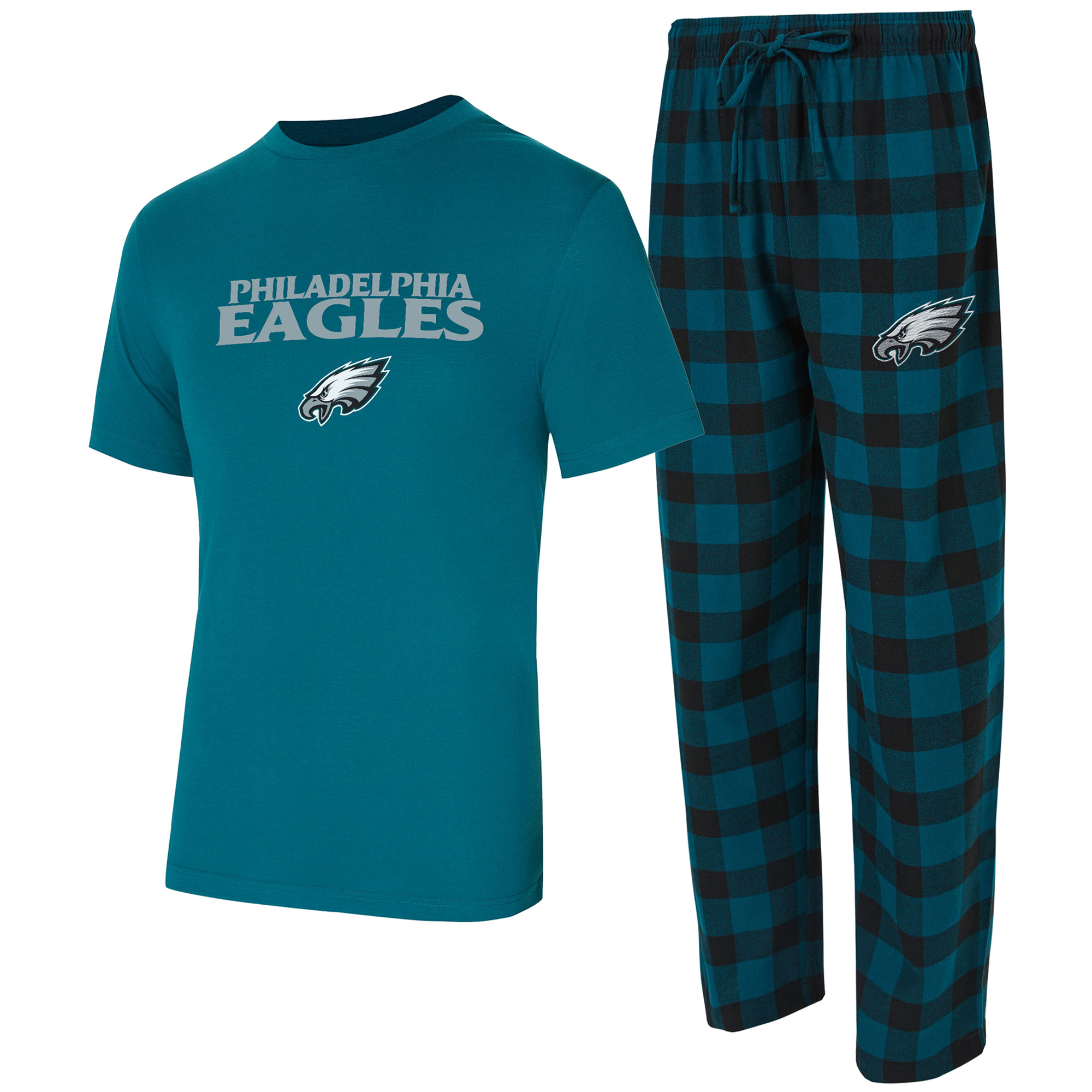 Concepts Sport Herren-T-Shirt und Flanellhose „Avondale“ der Philadelphia Eagles in Mitternachtsgrün/Schwarz Image