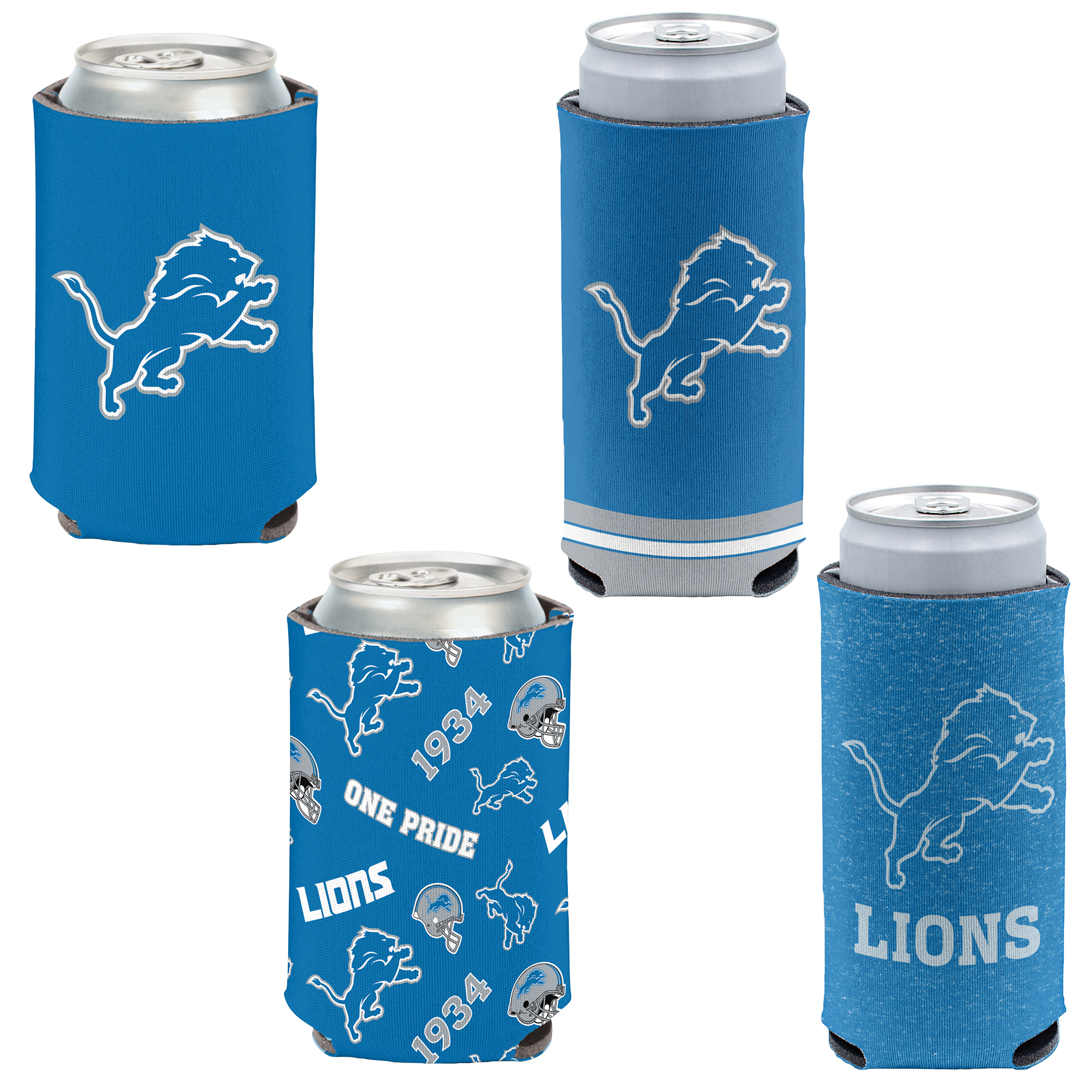 WinCraft Detroit Lions 4er-Pack 12oz. Dose & Slim Dosenkühler-Set Image