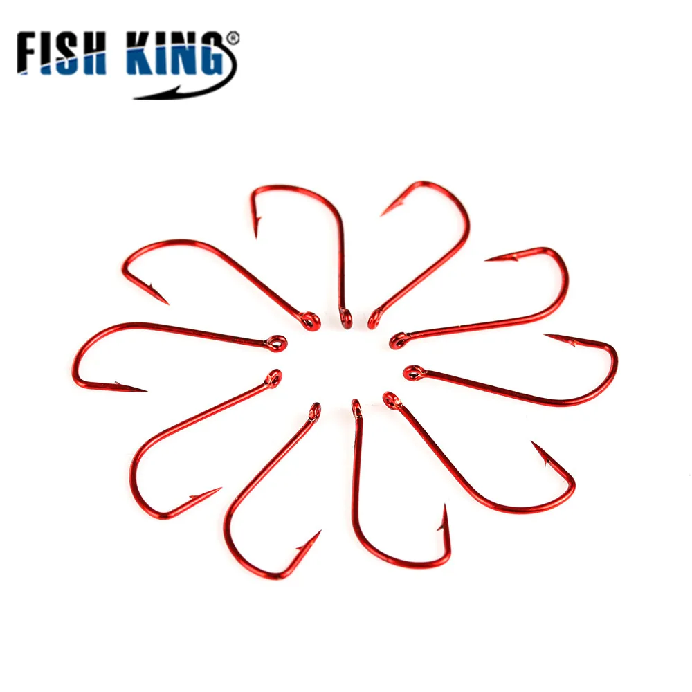 FISH KING 10-50 pezzi SODE Ami da pesca alla carpa in acciaio ad alto tenore di carbonio con gancio singolo spinato ad anello con occhio per la pesca