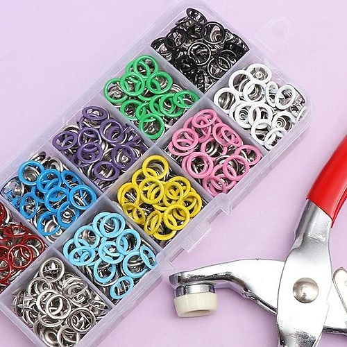 kit occhielli con attrezzo kit occhielli set di pinze per occhielli con occhielli portatili kit pressa occhielli con occhielli da 9,5 mm, 10 mm