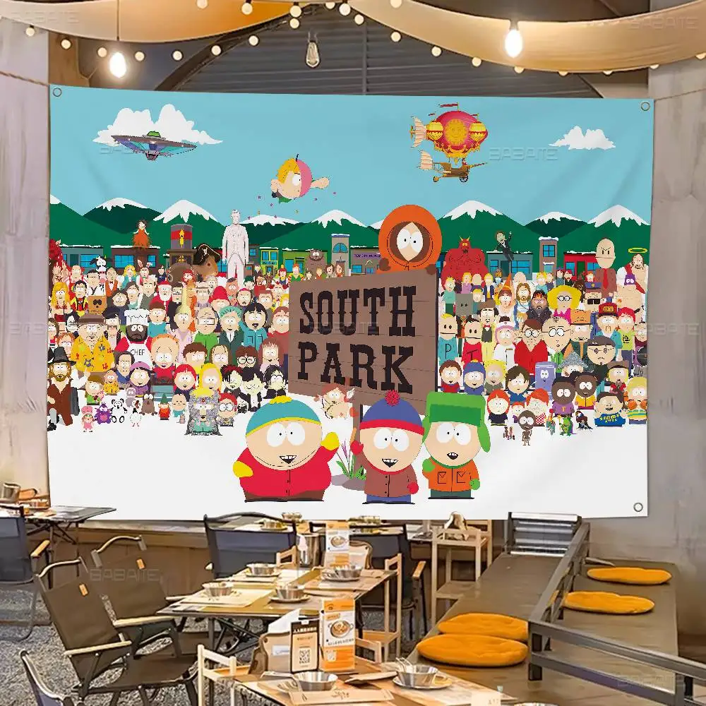 Amine S-South Cartoon P-Park Große Flaggen Druckmuster Interessante Geburtstagsparty-Dekorationen Banner