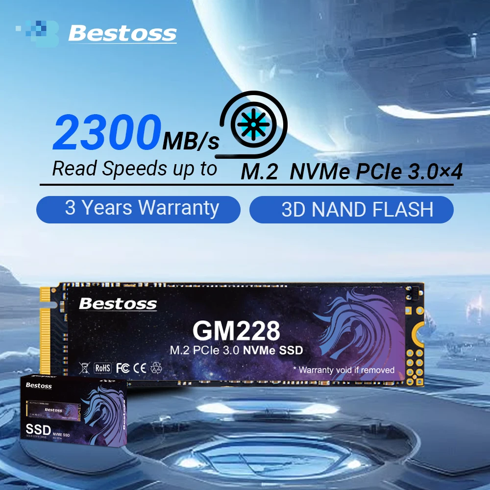 Bestoss M.2 SSD NVMe PCIe 3.0x4 128 GB 256 GB 512 GB 1 TB 2 TB Solid State Drive 2280 Interne Festplatte für Laptop-Desktop Image