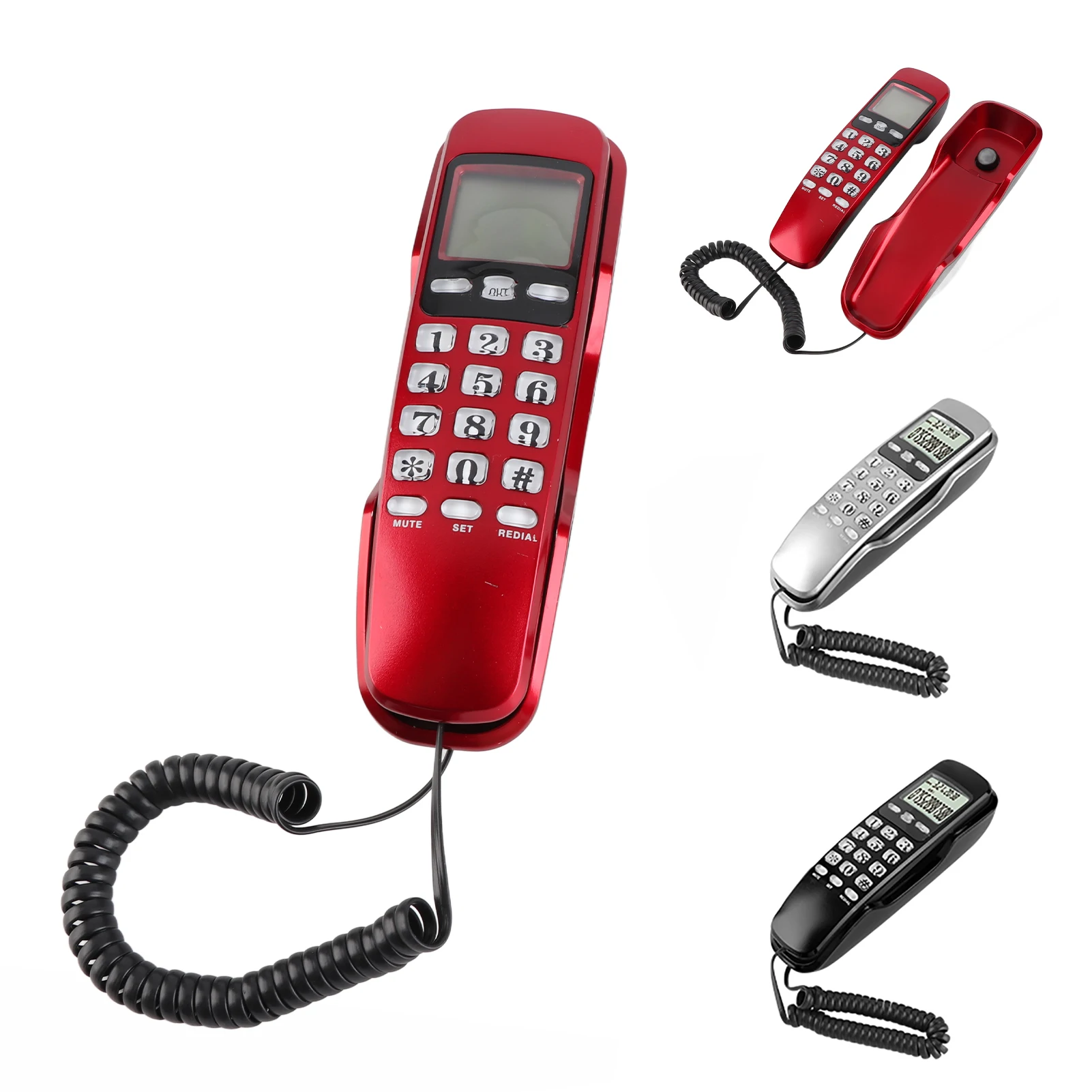 Heimtelefon Mini-Wandtelefon Home Hotel Eingehende Anrufer-ID LCD-Display Festnetztelefon Telefon Kabelgebundenes Telefon