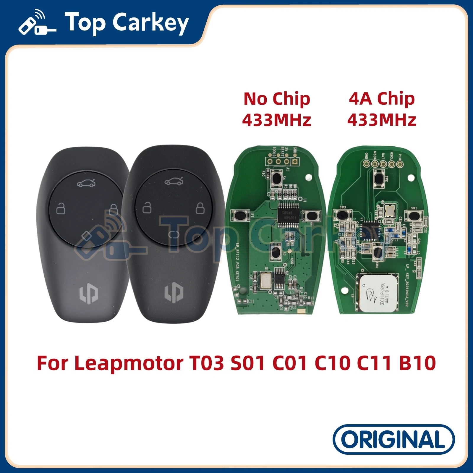 TopCarkey Original OEM-Fernschlüsselanhänger 4A-Chip 433 MHz für Leapmotor T03 S01 C01 C10 C11 B10 Image