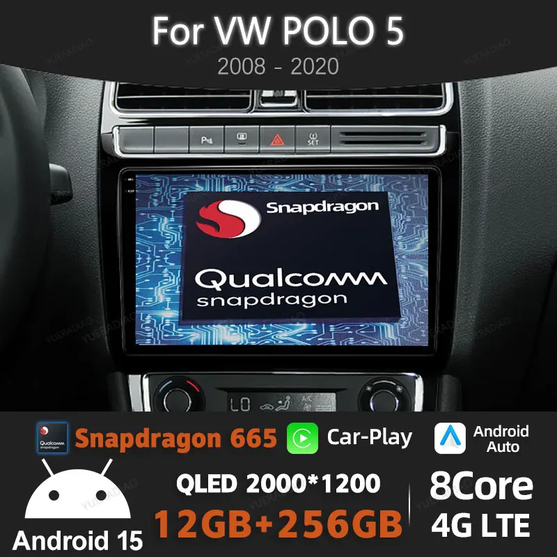 Android 15 Carplay Auto Auto Radio Für VW Volkswagen POLO 5 2008-2020 Vento Multimedia Stereo Video Player 4G WIFI GPS NAVI DSP Image