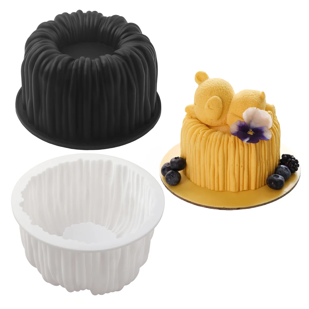 10,2 cm große Spulenstruktur-Design, französische Mousse-Kuchenform, weiße oder schwarze Silikon-Kuchenform, Küchen-Backgeschirr, Dessert-Dekorationswerkzeuge Image
