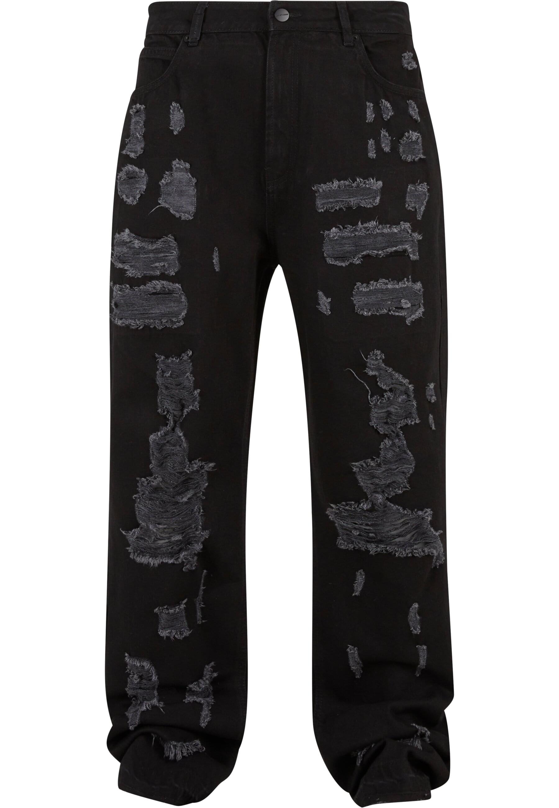 Bequeme Jeans 2Y STUDIOS "2Y Studios 2Y Firio Destroyed Straight Jeans", Herren, Gr. 30, Normalgrößen, schwarz, 100% Baumwolle, unifarben, normal, Jeans